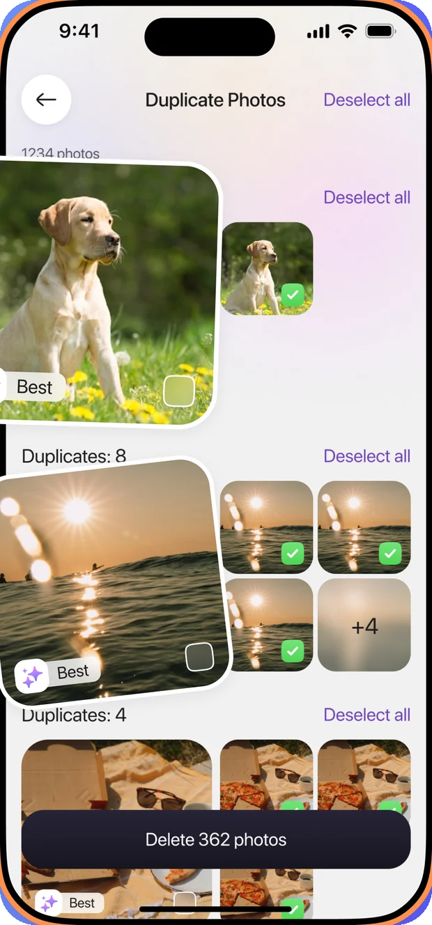 Duplicate photos grouped together